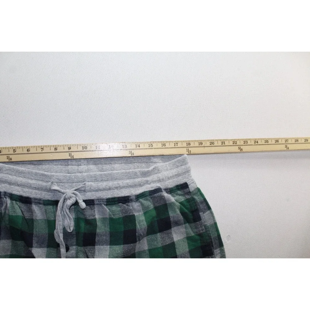 Hanes Mens 2XL Plaid Flannel Pajama Pants Green Gray Black Lounge Sleepwear